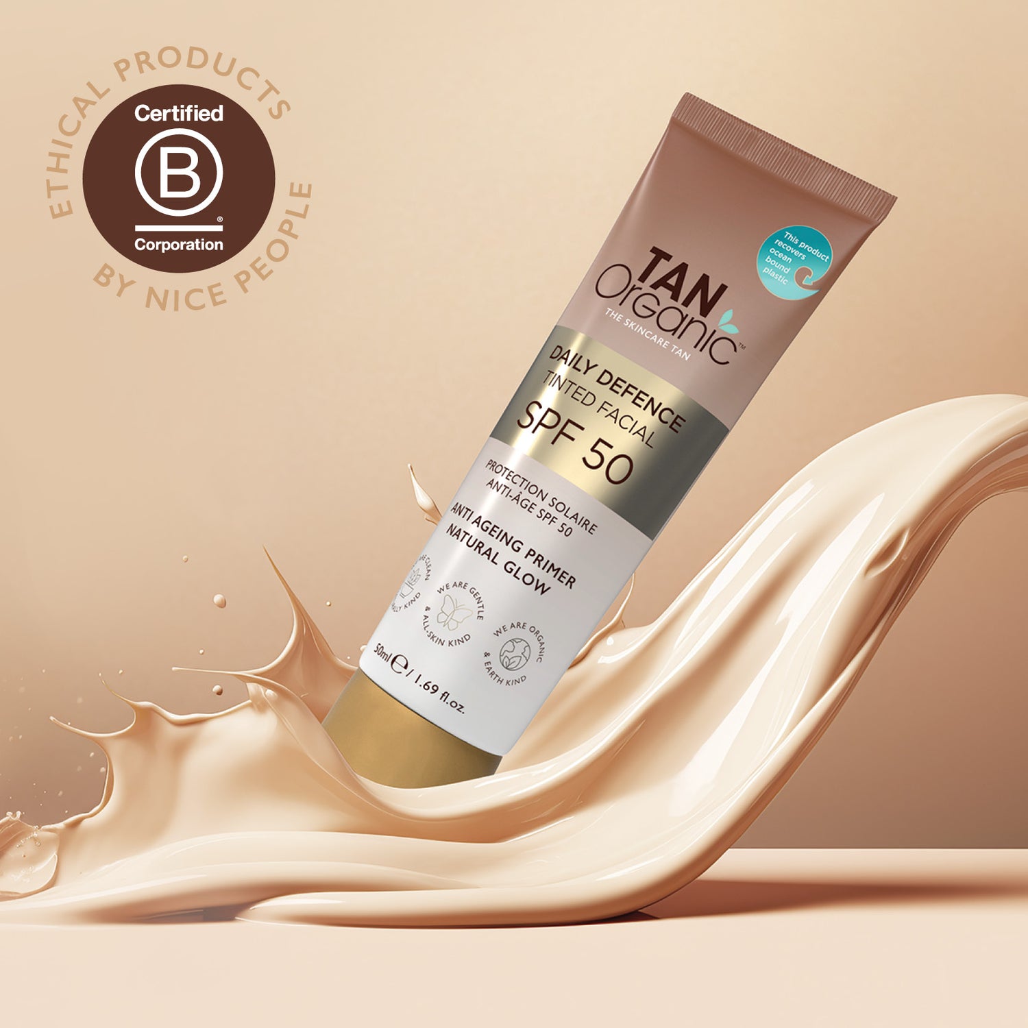 TanOrganic SPF 50 Daily Defence Tinted Facial Sunscreen - 50ml