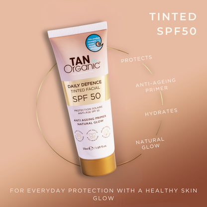 TanOrganic SPF 50 Daily Defence Tinted Facial Sunscreen - 50ml